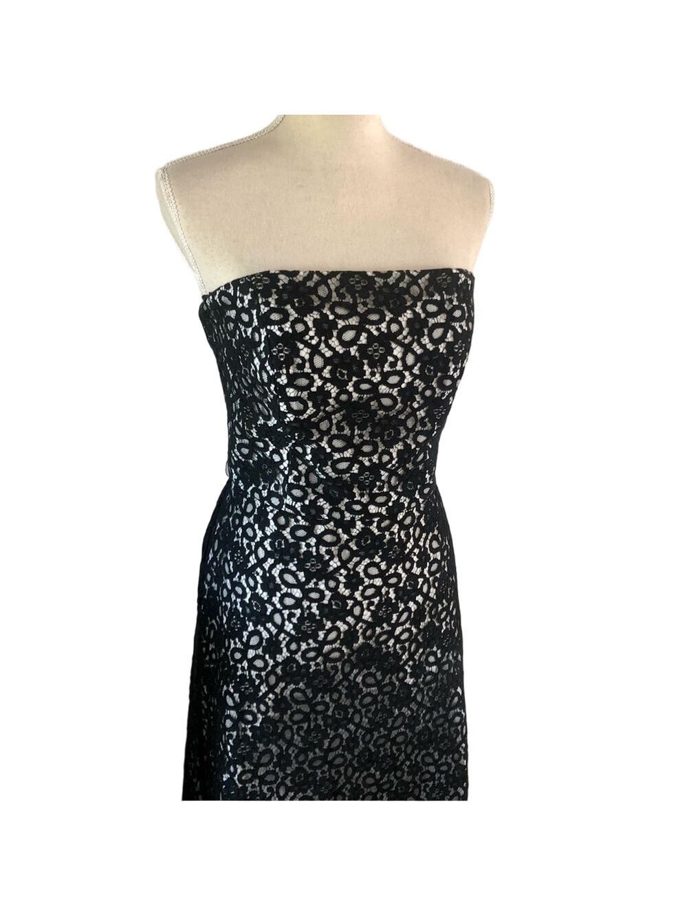 Vintage Black Lace Strapless Dress Full Length size 10 by Vivian Dessy Diamond
